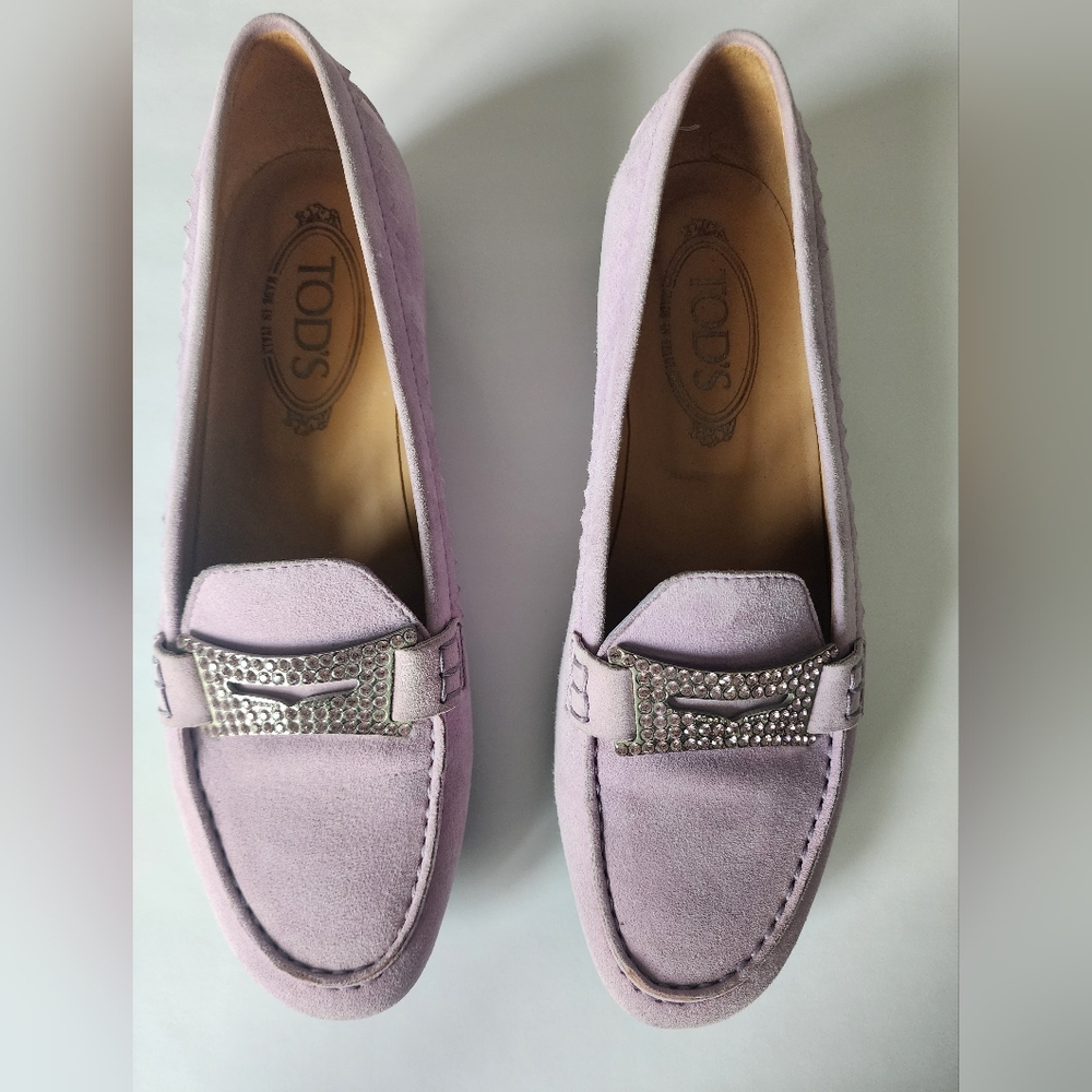 TOD'S Women's Lilac Suede Loafers size 37